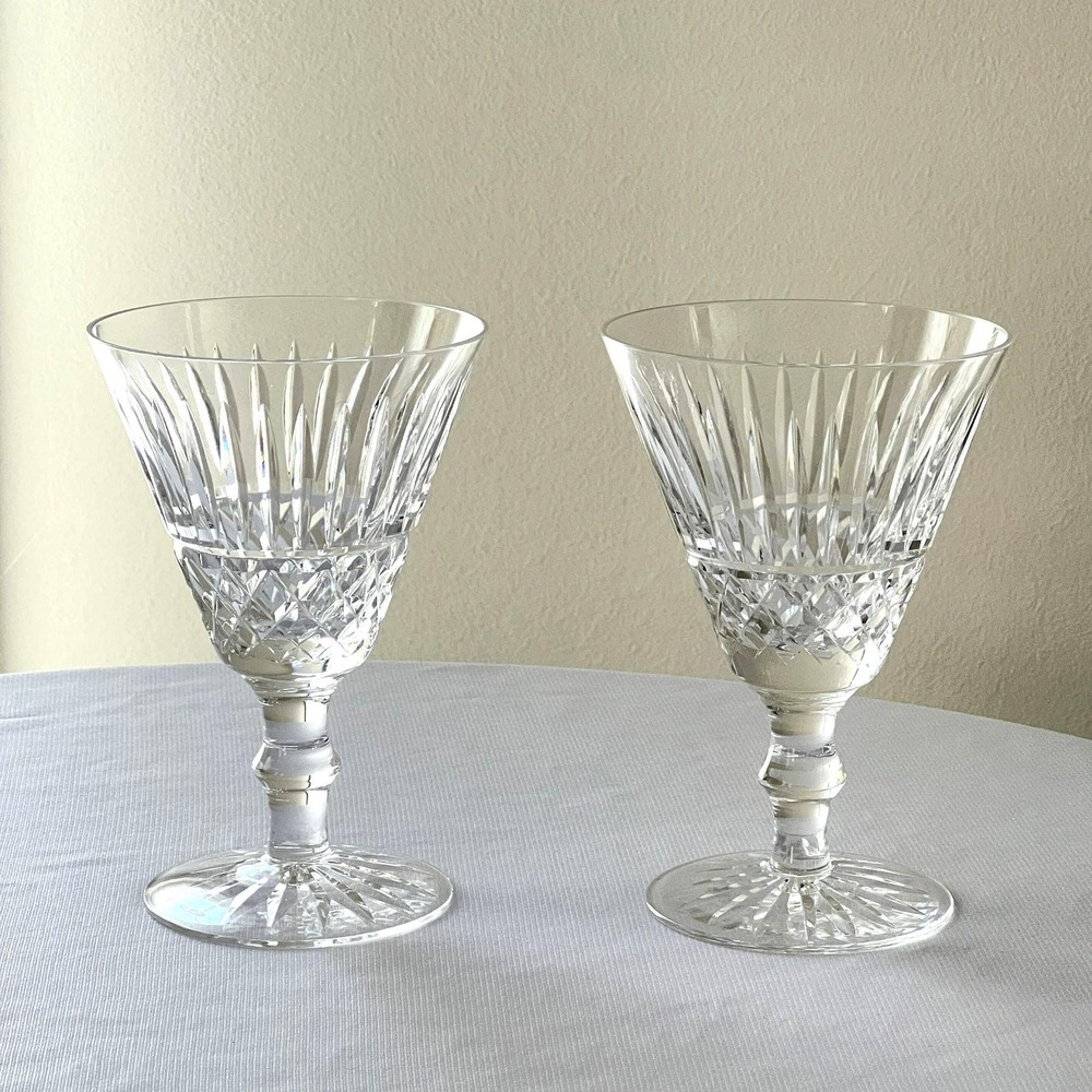 Waterford Tramore Water Goblets Set of 2 Crystal Footed Glasses 5 5/8" Tall - Picture 2 of 8